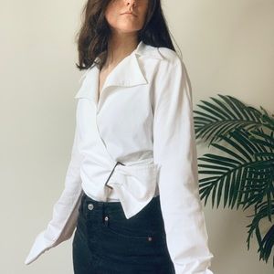 Y2K Anne Fontaine adjustable white blouse size 1